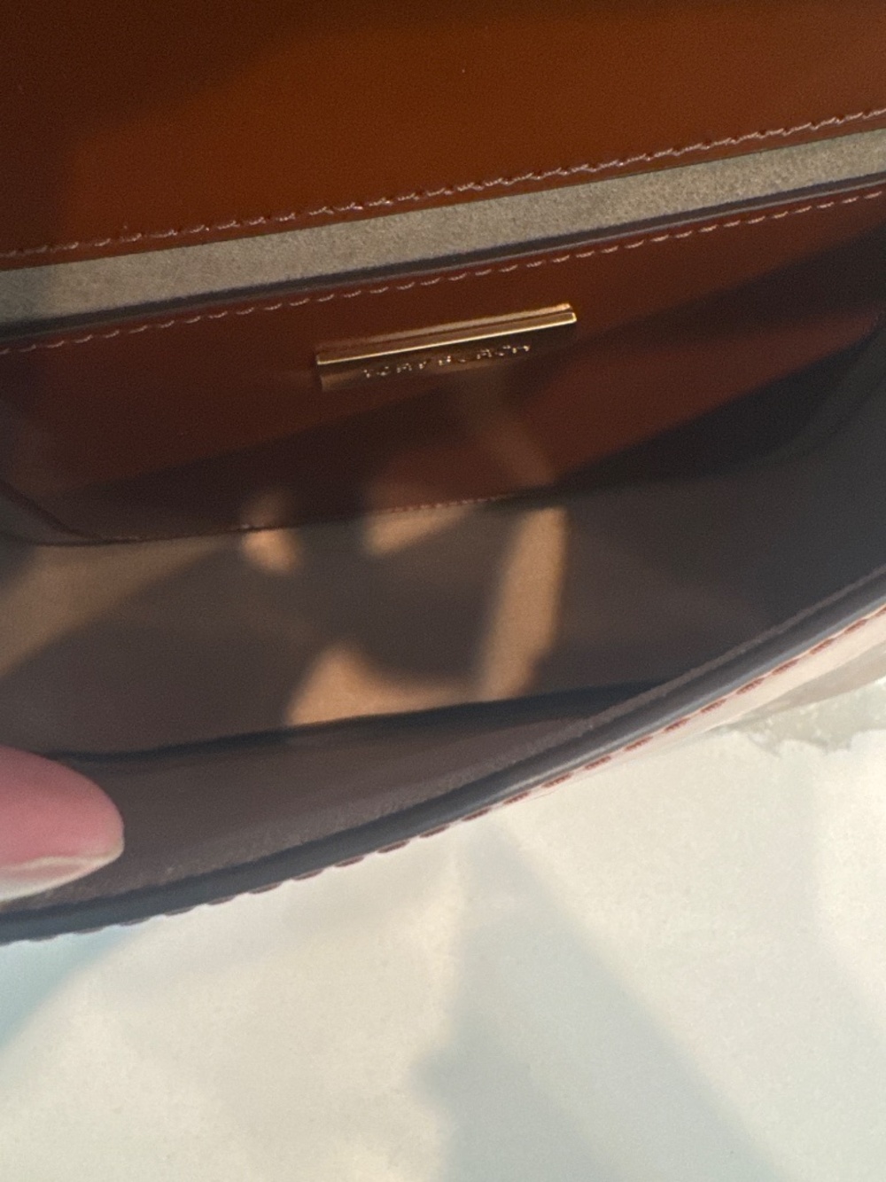 Tory Burch Robinson Spazzolato Shoulder bag color Dark Sienna - Picture 6 of 8